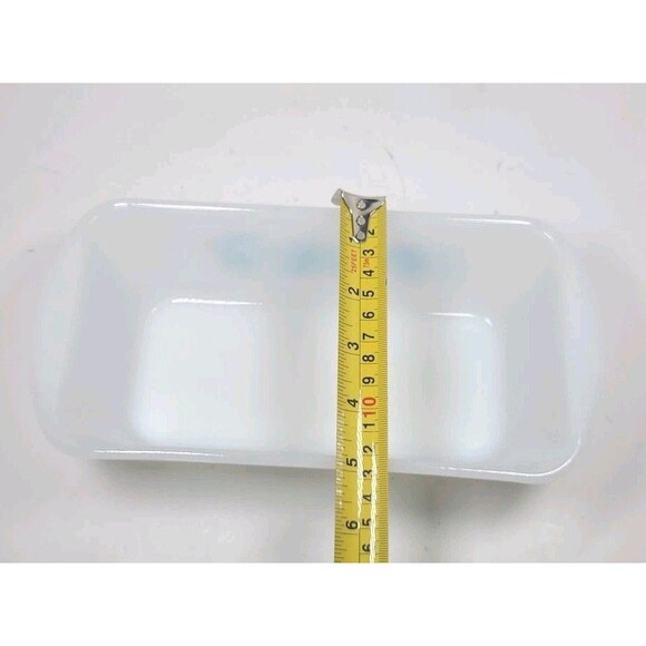 Vintage Glasbake Blue /teal/ turquoise Thistle Milk Glass Loaf Pan J-522 - Picture 7 of 7